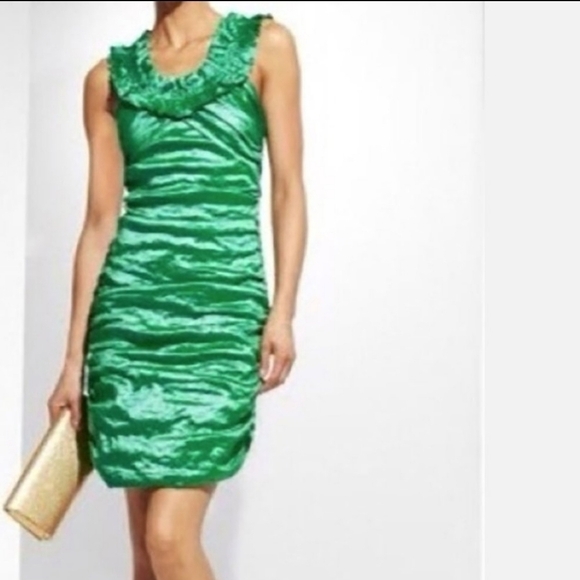 NEW BCBGMaxAzria Emerald Green Ruched Dress - Picture 1 of 5